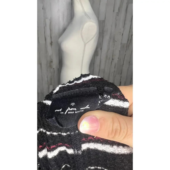 Out From Under Women's Size Medium Black Striped Buttoned Cardigan Sweater - Picture 5 of 5